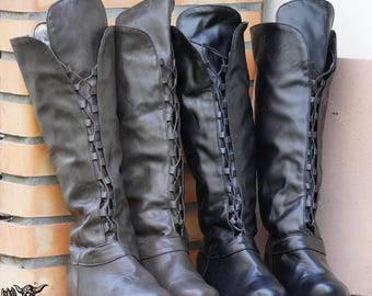 LARP Medieval Boots: Unisex Renaissance Faux Leather Cosplay Shoes