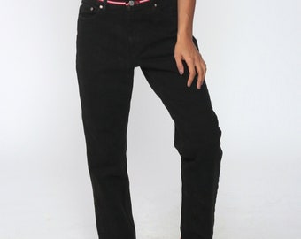 Pantalones vaqueros Tommy Jeans Mom de los años 90 Pantalones vaqueros negros de TOMMY HILFIGER Pantalones vaqueros Boyfriend de cintura alta de los años 90 Cintura a rayas Pantalones holgados Hipster vintage Talla 6