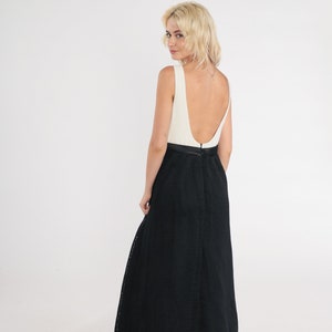 Black and White Gown 90s Long Party Dress Mesh Lace Maxi Sleeveless Low Back High Waisted Backless Cocktail Evening Vintage 1990s Small S