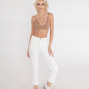 White Guess Jeans 90s Mom Jeans High Waisted Rise Slim Skinny Tapered Leg Denim Pants Retro Vintage 1990s Small S 28