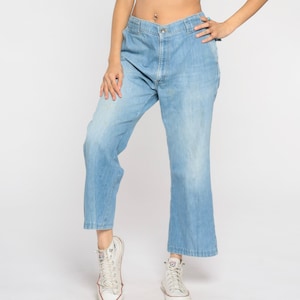 Levi Bell Bottom Jeans 70s Flare Jeans Orange Tab Levis High Waisted Flared Denim Pants Retro Hippie Boho Seventies Vintage 1970s Mens 35