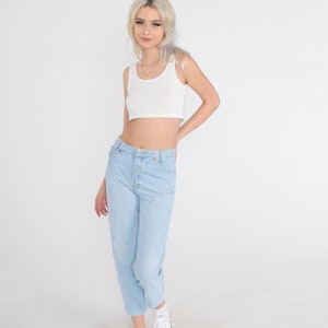 90s Straight Leg Jeans Light Wash Ankle Jeans Relaxed Cropped Denim Pants Blue Mom Jeans Vintage 1990s Extra Small xs