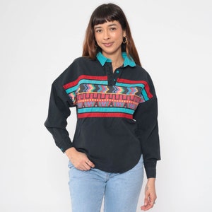 Panhandle Slim Bluse 90er Jahre Vintage Azteken Hemd Westernhemd Westernhemd 1990er Jahre Vintage Westernhemd schwarz Baumwolle S