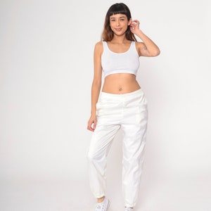 Off-White Track Pants 90s Nylon Jogging Pants Warmup Track Suit Athletic Retro Gym Running Joggers Workout Basic Vintage 1990s Small xs