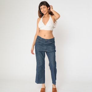 Vintage Flared Levi Jeans 80s Dark Wash Indigo Denim Bell Bottoms Jeans High Waisted Pants Levis High Rise Flares 1980s Men&#39;s Medium