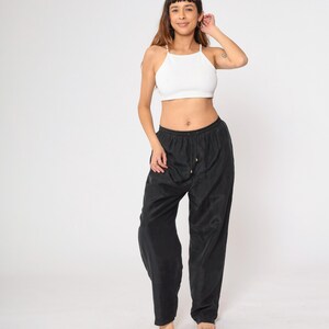 Black Silk Pants Y2K Baggy Trousers High Waisted Rise