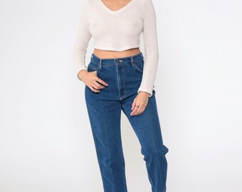 80s Lee Riders Dark Wash High Waisted Curvy Jeans - Large 80s Lee Riders Dark Wash High Waisted Curvy Jeans - Large