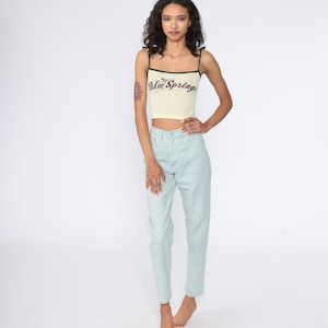 Mint Guess Jeans 90s Mom Jeans High Waist Jeans 80s Skinny Tapered Green Jeans Denim Pants 90s Vintage Extra Small xs 25