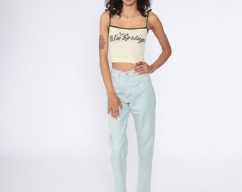 Mint Guess Jeans 90s Mom Jeans High Waist Jeans 80s Skinny Tapered Green Jeans Denim Pants 90s Vintage Extra Small xs 25