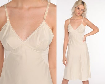 satin slip dress cream