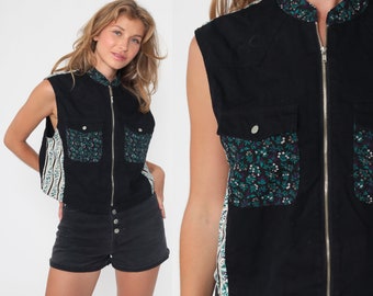 black zip up tank top