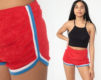 high waisted terry cloth shorts