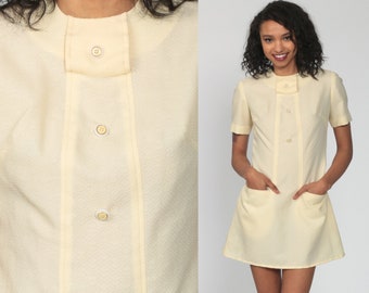 cream shift dress