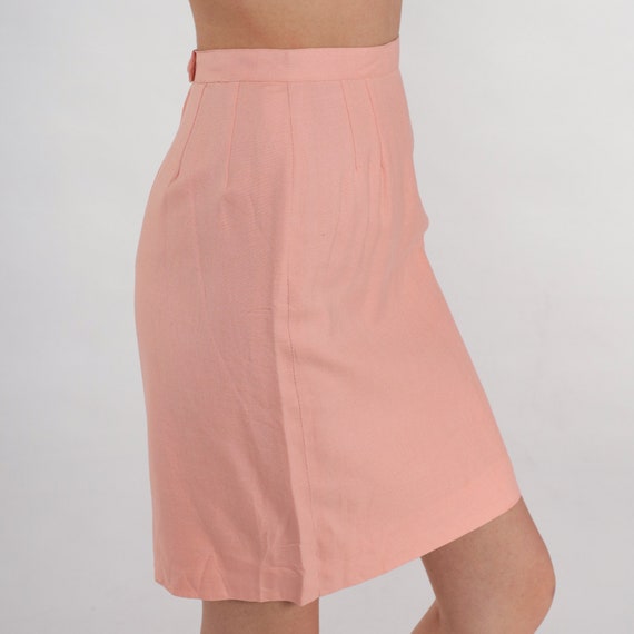Pink Pencil Skirt 60s Mini Skirt High Waisted Preppy Wiggle Plain Simple Classic Chic Preppy Retro Secretary Vintage 1960s Extra Small xs