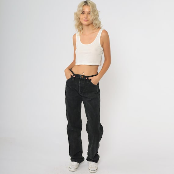 Vintage Black Wrangler Jeans 90s Straight Leg Jeans High Waist Jeans Denim Pants 1990s Western Rodeo Jeans Medium M 30