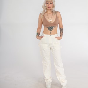 Dickies Cargo Pants Y2K Carpenter Jeans High Waisted Workwear Straight Leg Work Cotton Dulux Paints Natural Cream Vintage 00s Medium 32 x 36