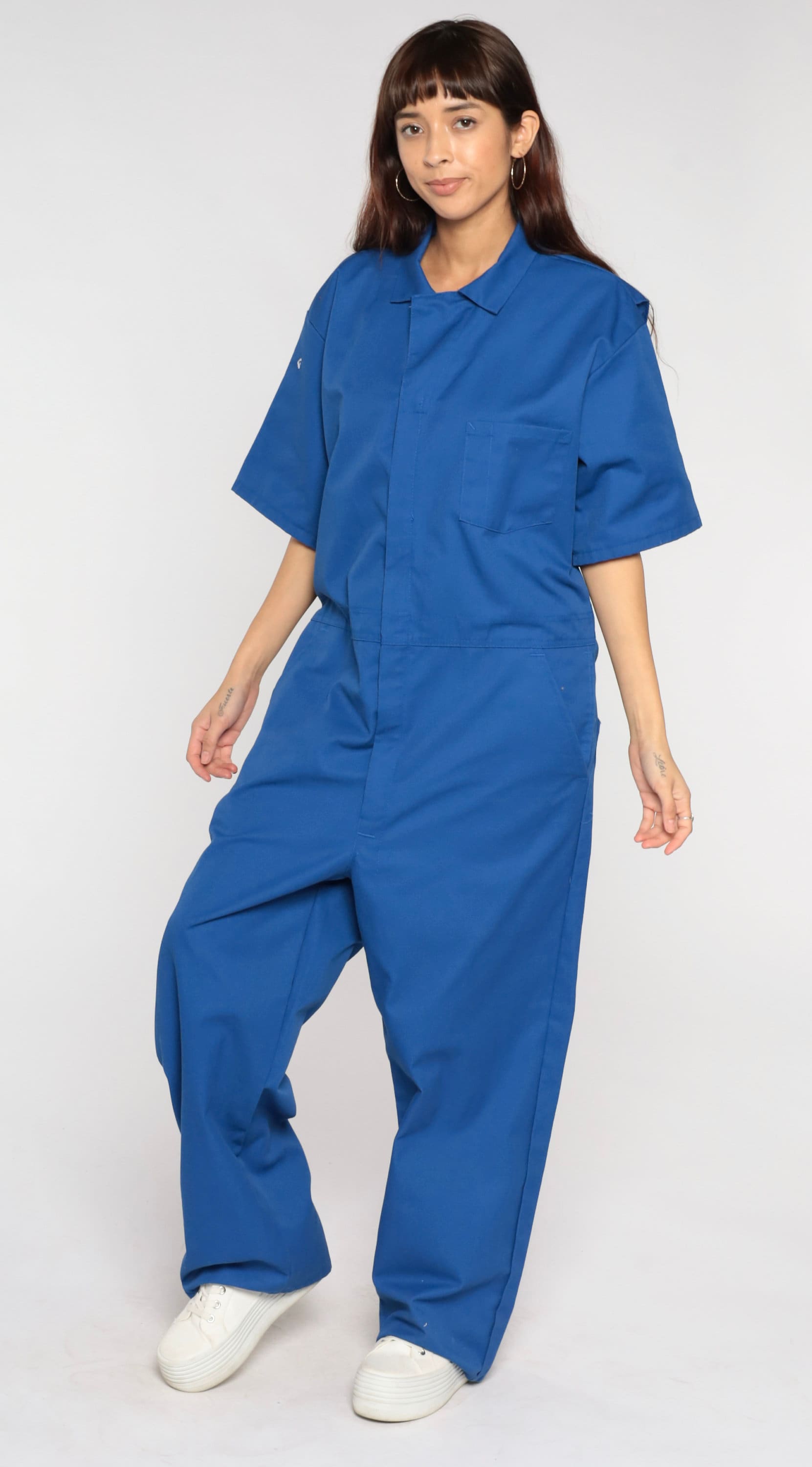 Blue Jumpsuit 90s Coveralls Retro Workwear Pants Boiler Suit Short ...