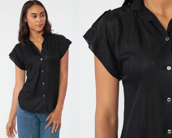 sheer black button up top