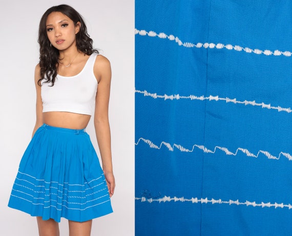 1960s blue pleated skirt sales