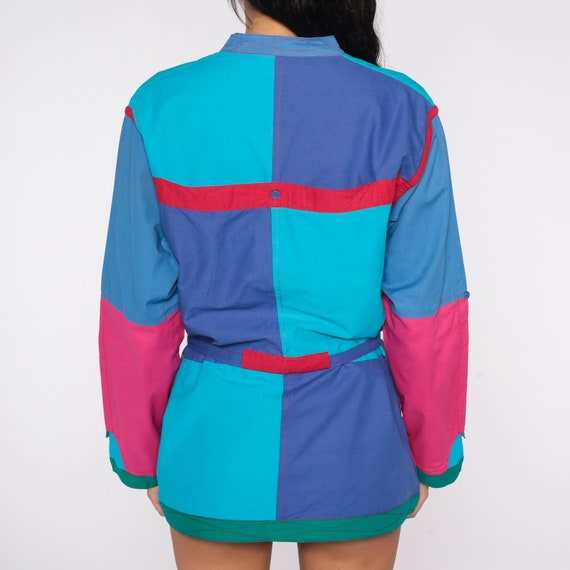 Bright Reversible Jacket 90s Color Block Open Fro… - image 9