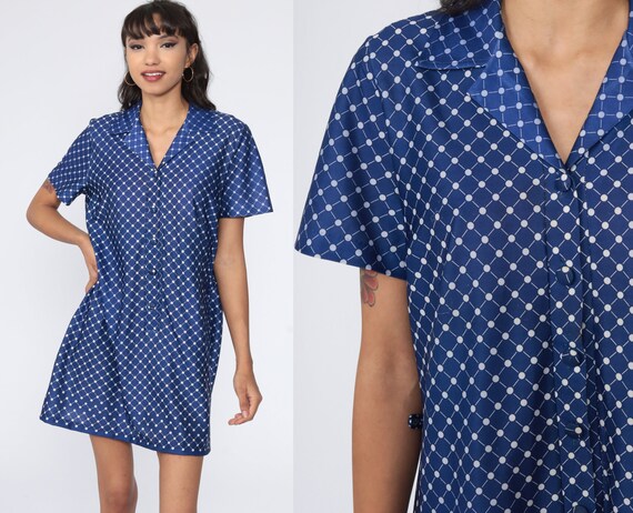 Mod Shift Dress 70s Mini Geometric Print Dress Dar