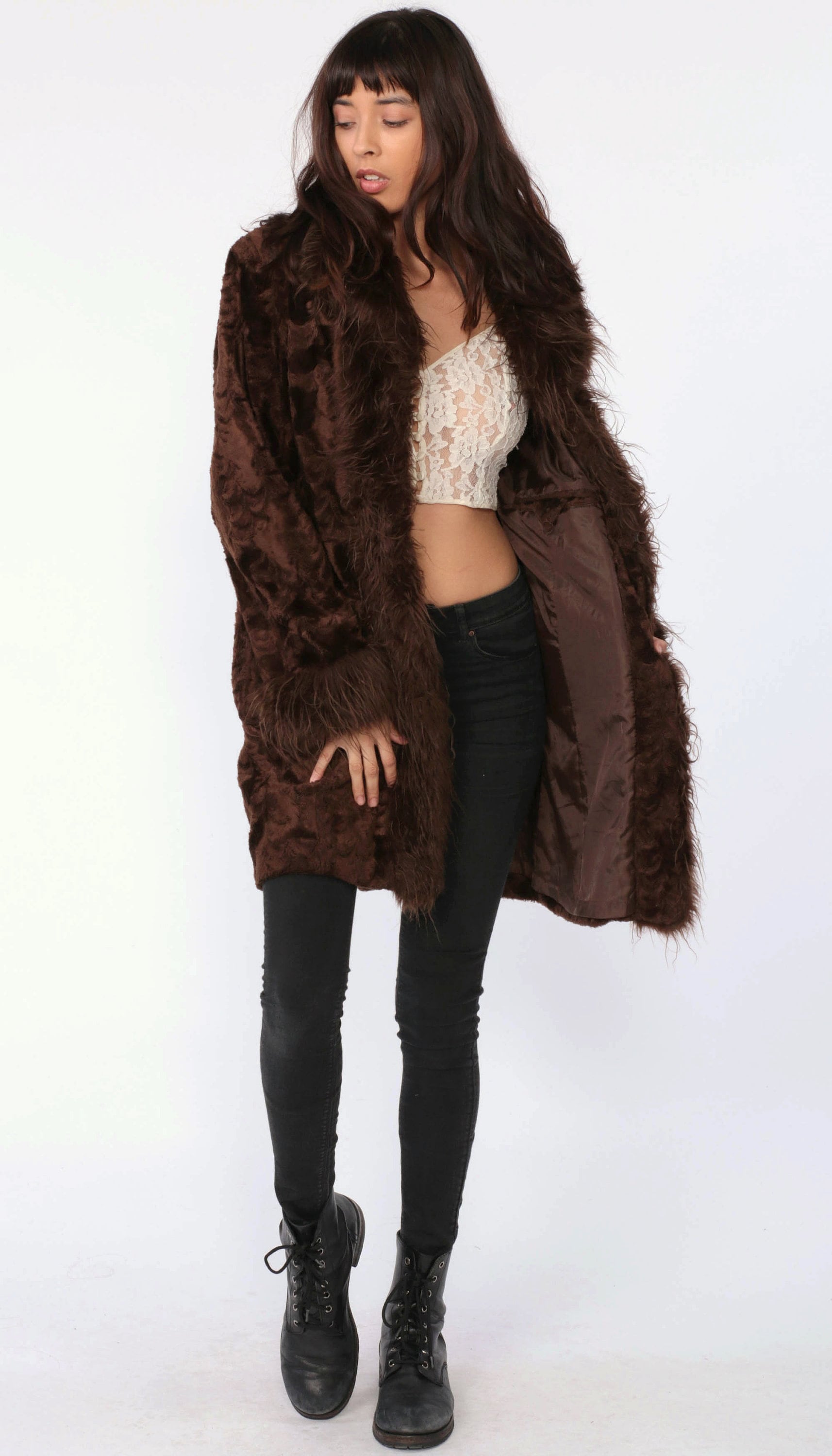 dark brown fuzzy jacket