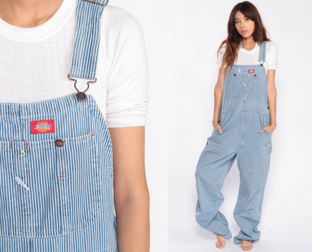 Dickies Overalls 90s Denim Bib STRIPED Overalls Baggy Etsy