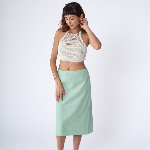 70s Midi Skirt Striped Green White Skirt Mod Hipp… - image 3