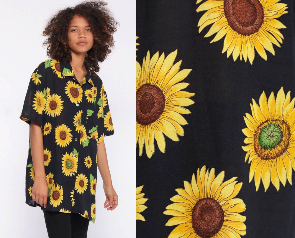 sunflower button up shirt