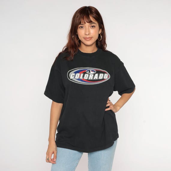 Vintage Colorado T-Shirt 90s Black Mountain Graphic Tee Ski TShirt Nature Travel Destination Tee Souvenir 1990s Cotton Extra Large xl