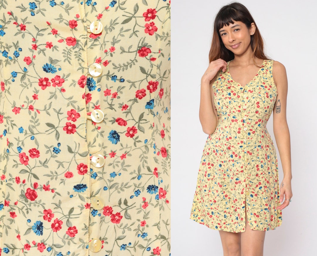 90s Yellow Palm Dress