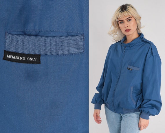 Blue Members Only Jacket 80s Cafe Racer Windbreak… - image 1