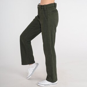 Wool Blend Trousers Olive Green Pants 80s Straight Leg Trousers High Waisted 1980s Vintage Small 28 image 3