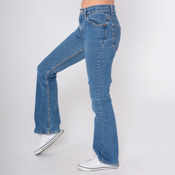 Bootcut Levis Jeans Y2K Slim Fit Blue Jeans 517 Distressed