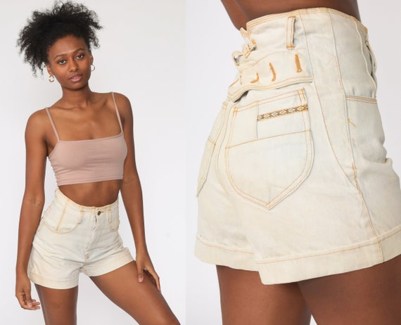 90s Jean Shorts -- High Waisted Shorts Light Blue