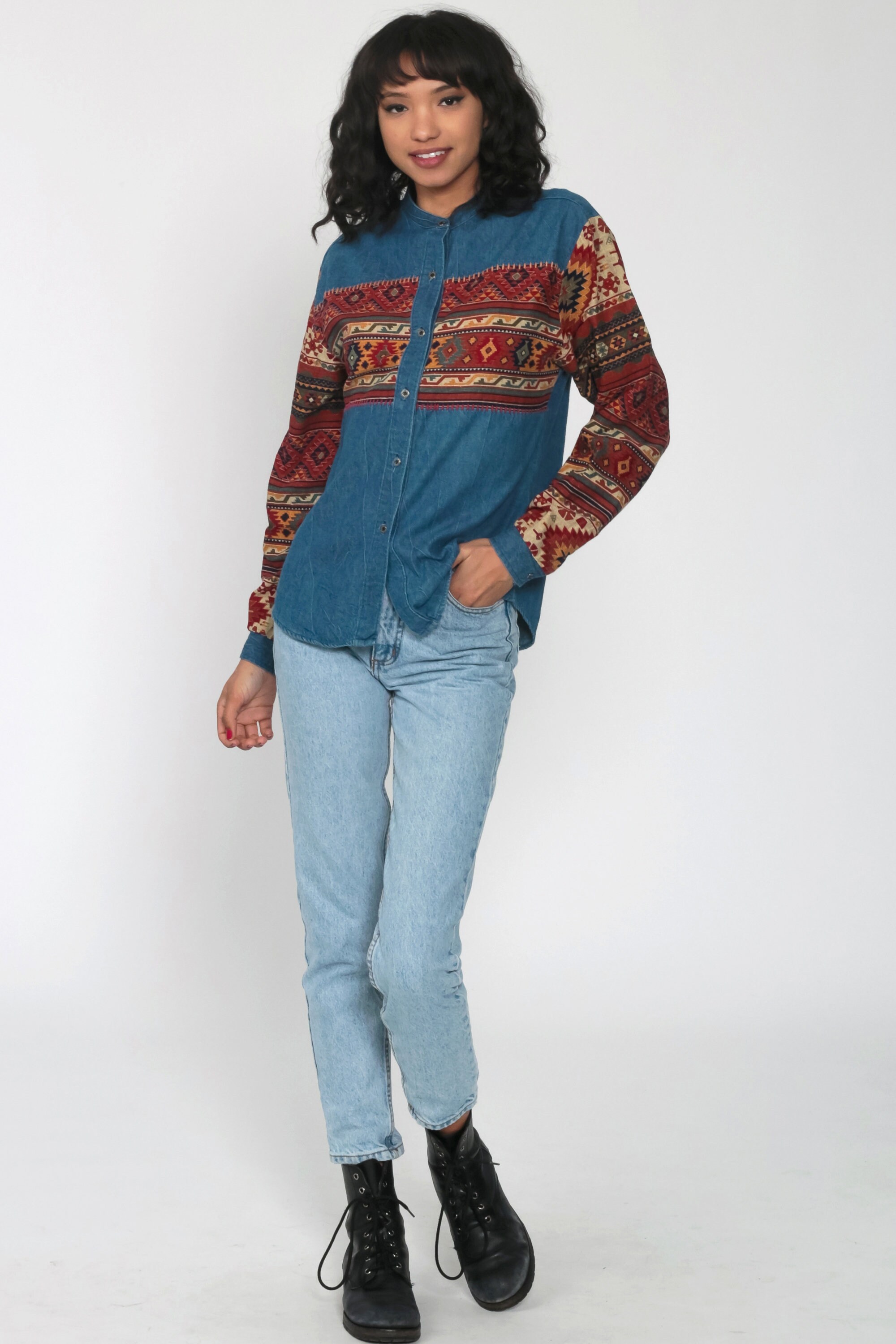 red button up shirt with jeans