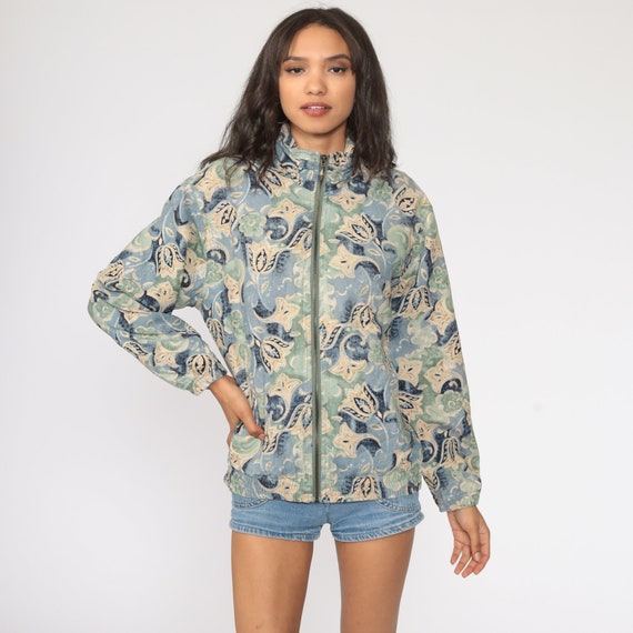 Raw Silk Jacket 90s Floral Windbreaker Jacket Ret… - image 3