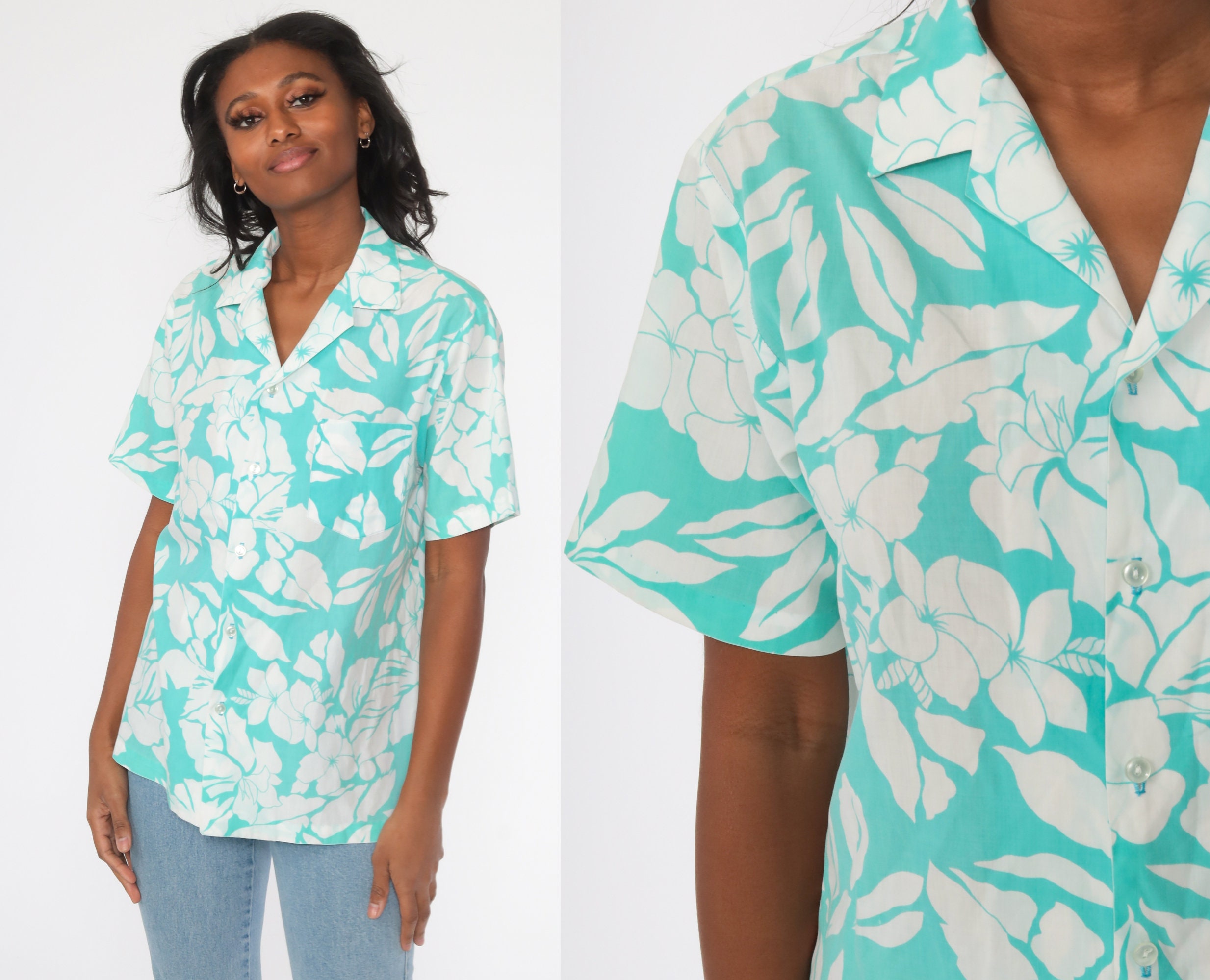 Tropical Floral Shirt Hawaiian Blouse 