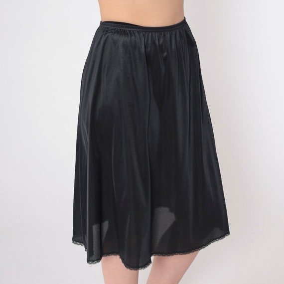Black Slip Skirt 80s Vanity Fair Lingerie Skirt M… - image 3