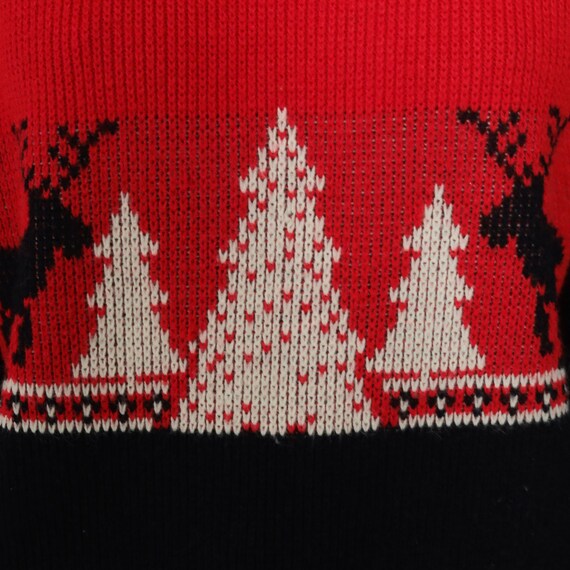 Reindeer Sweater 80s Christmas Tree Sweater Vinta… - image 3