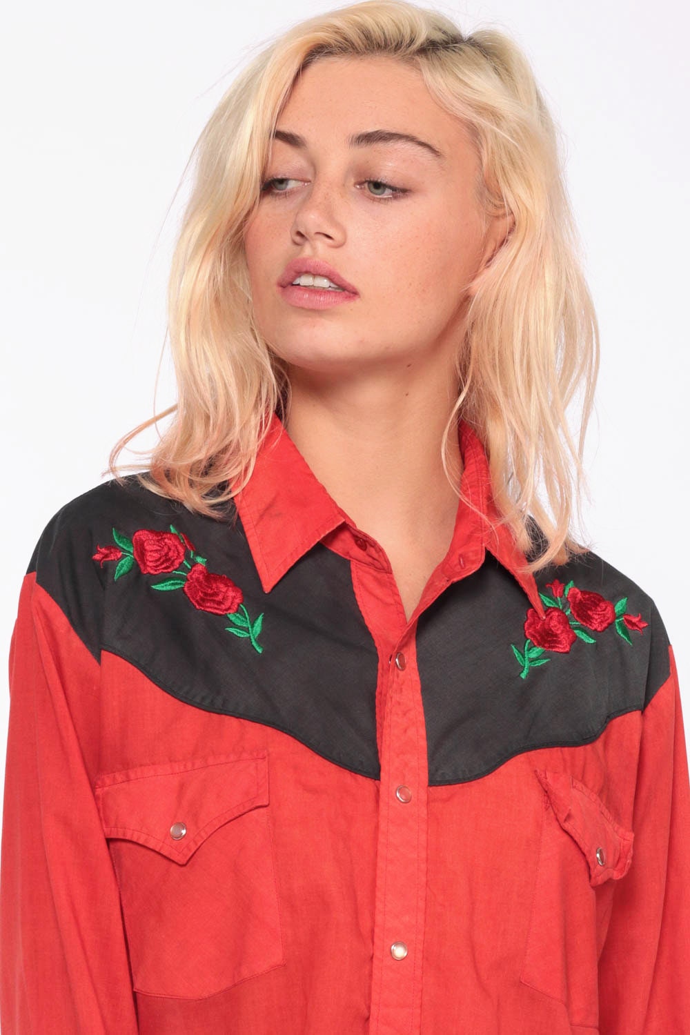 black button up with red roses black button up with red roses