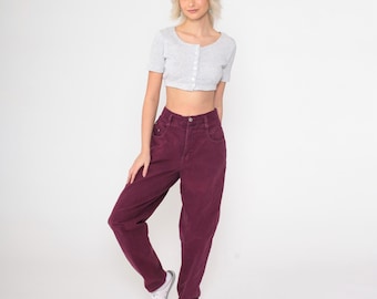 Vintage Plum Mom Jeans 90s Colored Jeans Steel Jeans Color High Waist Jeans Tapered Pants 1990s Purple Denim Pants Small