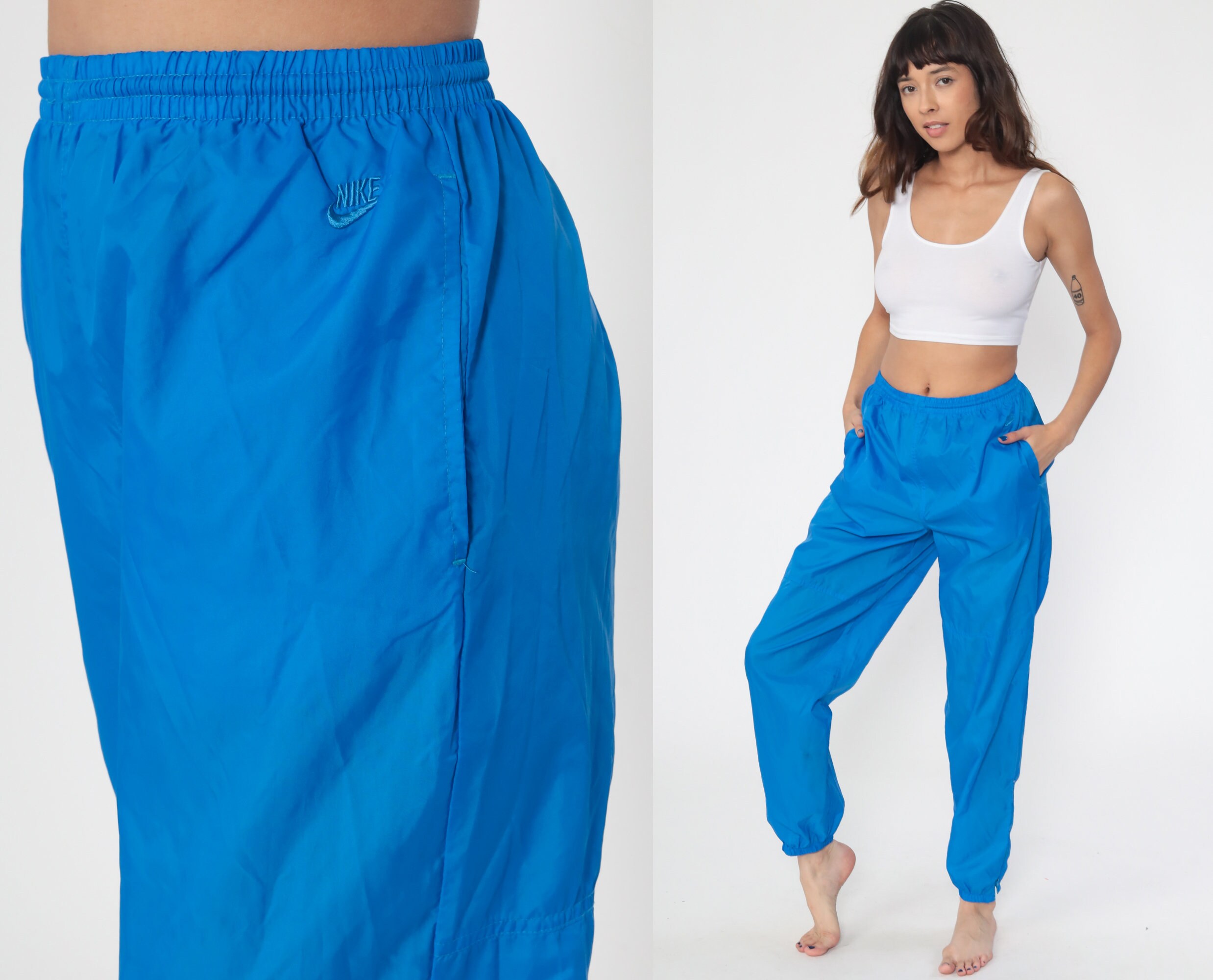 Nike Track Pants 90s Joggers Jogging Track Suit Warm Up Suit Blue Athletic Pants 1990s Sports
