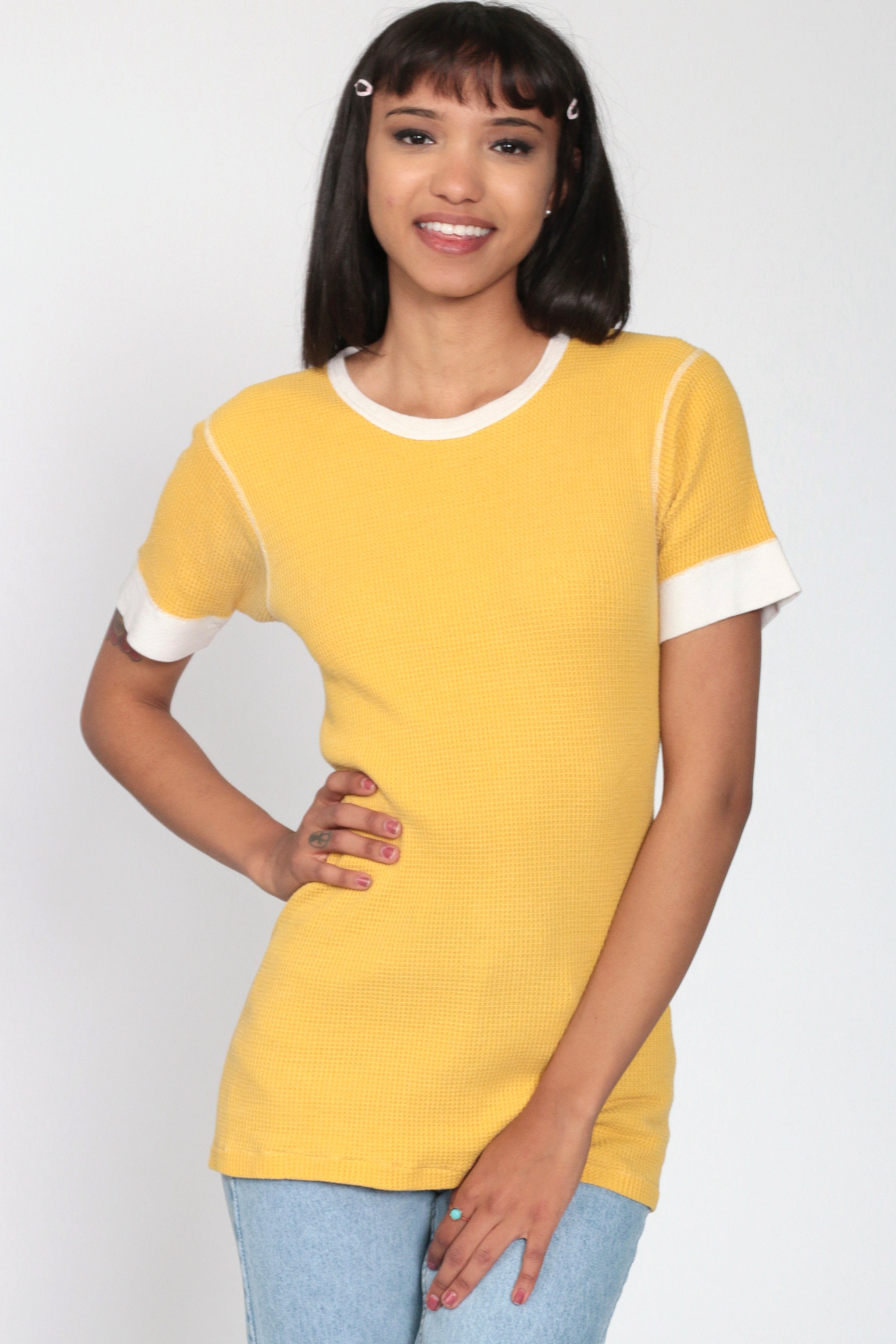 mustard tee shirt