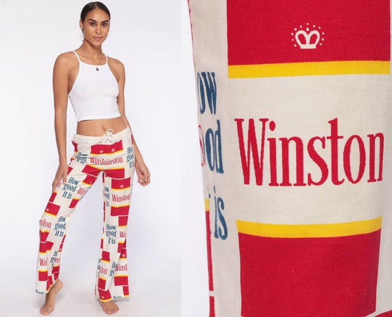 Winston Bell Bottom Pants WINSTON CIGARETTES Trousers Hippie 70s High Waisted Pants Boho Flared Bohemian Seventies Festival Small S 5/7