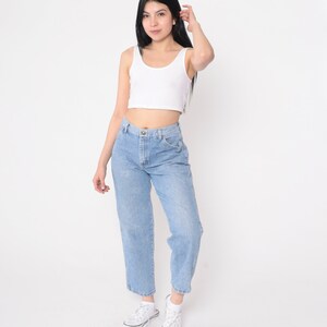 90er Rustler Jeans Straight Leg Jeans Mid Rise Denim Hose Blaue Jeans Entspannte Ankle Jeans Retro Basic Streetwear Vintage S