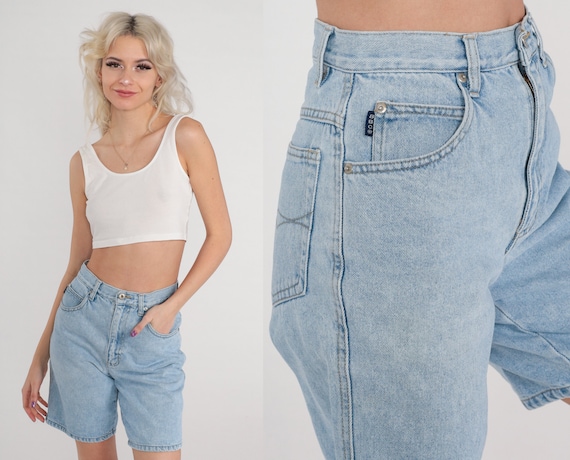 90s Jean Shorts Bugle Boy High Waisted Denim Shorts Bermuda Blue Summer Shorts Retro Basic Plain Tomboy Gorpcore Vintage 1990s Small 26