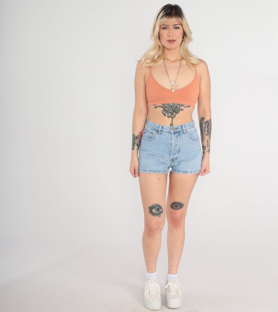 Bongo Denim Shorts 90s Jean Shorts Bongo High Rise Blue Short Shorts High Waisted Summer Festival Shorts Vintage 1990s Small S 28
