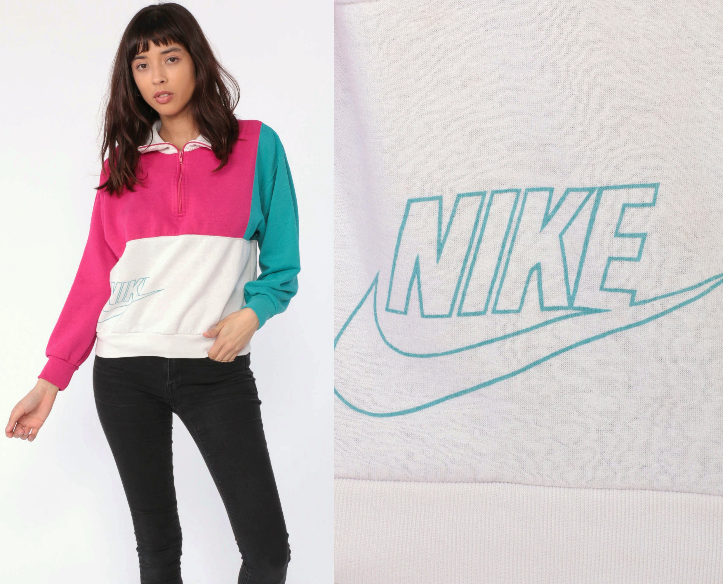 neon pink nike half zip