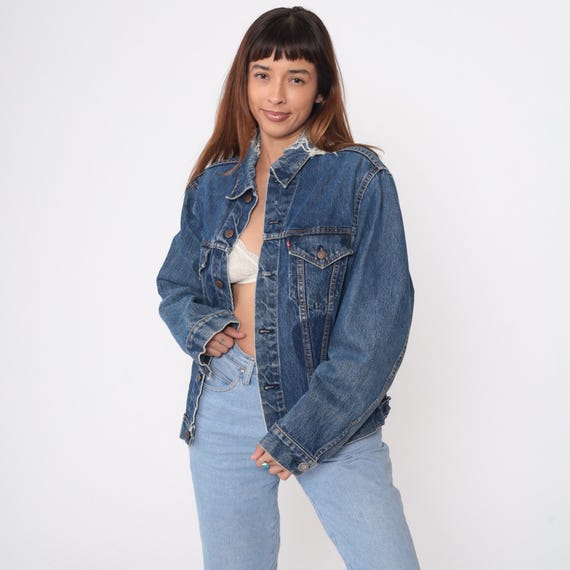 Distressed 70s Levis Denim Jacket Blue Washed Jean Jacket Vintage Trucker Style Long Sleeve Grunge Classic Western Americana Medium M